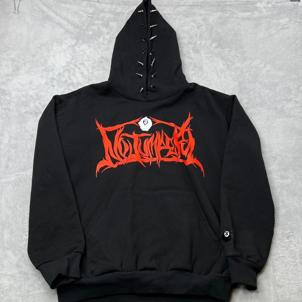 Section Eight No Jumper Studded Spike Hood Hoodie Black Red Metal Logo Mens XL
